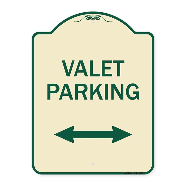 Valet Parking W/ Bidirectional Arrow Heavy-Gauge Aluminum Sign, 24" x 18", TG-1824-22751